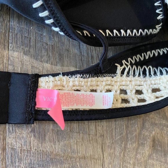 Victoria's Secret Black Cream Crochet Bikini Set - Picture 4 of 7